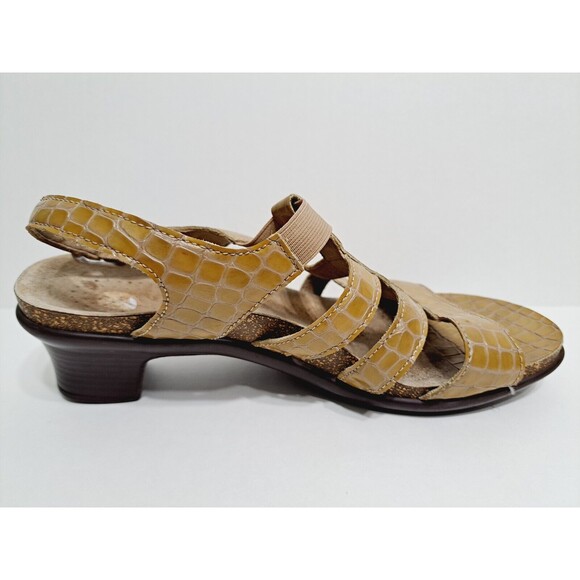 SAS Women's Size 8 Allegro Patent Leather Croc Slingback Low Heel Taupe Sandals - Picture 3 of 10